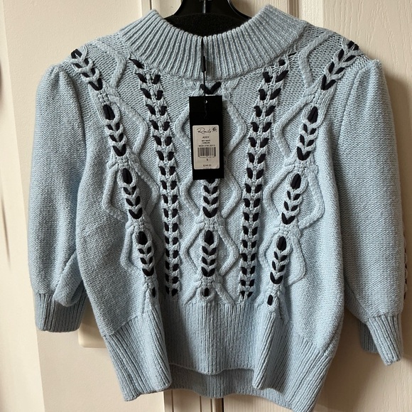 RAILS ADDY CONTRAST DIAMOND SKY BLUE KNIT SWEATER SIZE SMALL - Picture 2 of 15